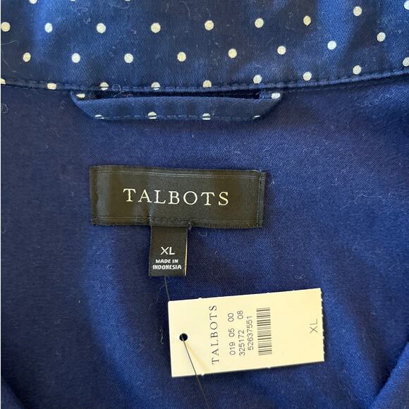 Talbots Polka Dot Utility Field Jacket Size XL Navy Blue Snap Cinch Waist NWT - Picture 4 of 7
